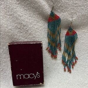 RARE Vintage Macy's Multicolor Beaded Earrings